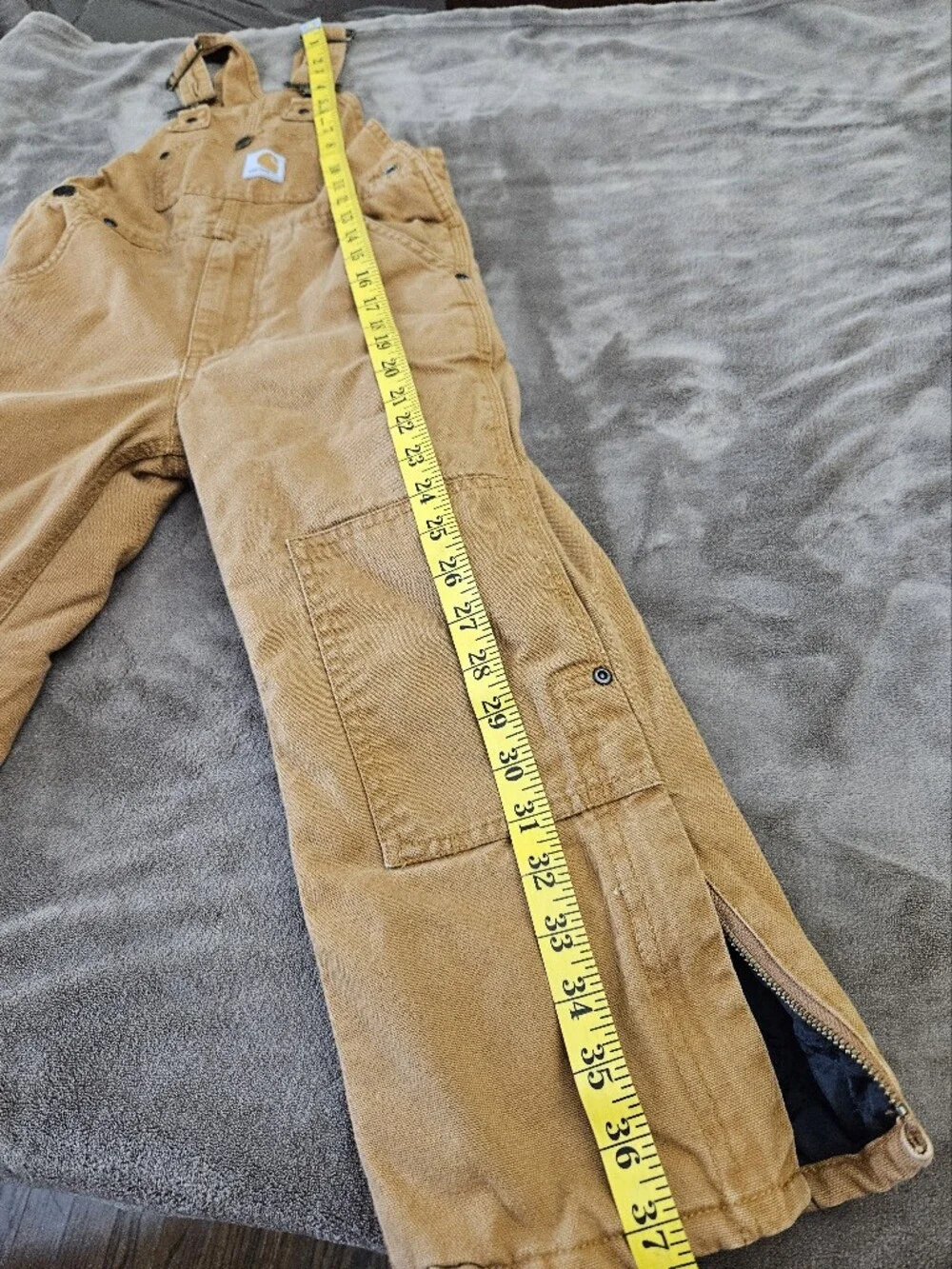 Carhartt Kids Tan Brown Overalls with Front Pocket Size 6